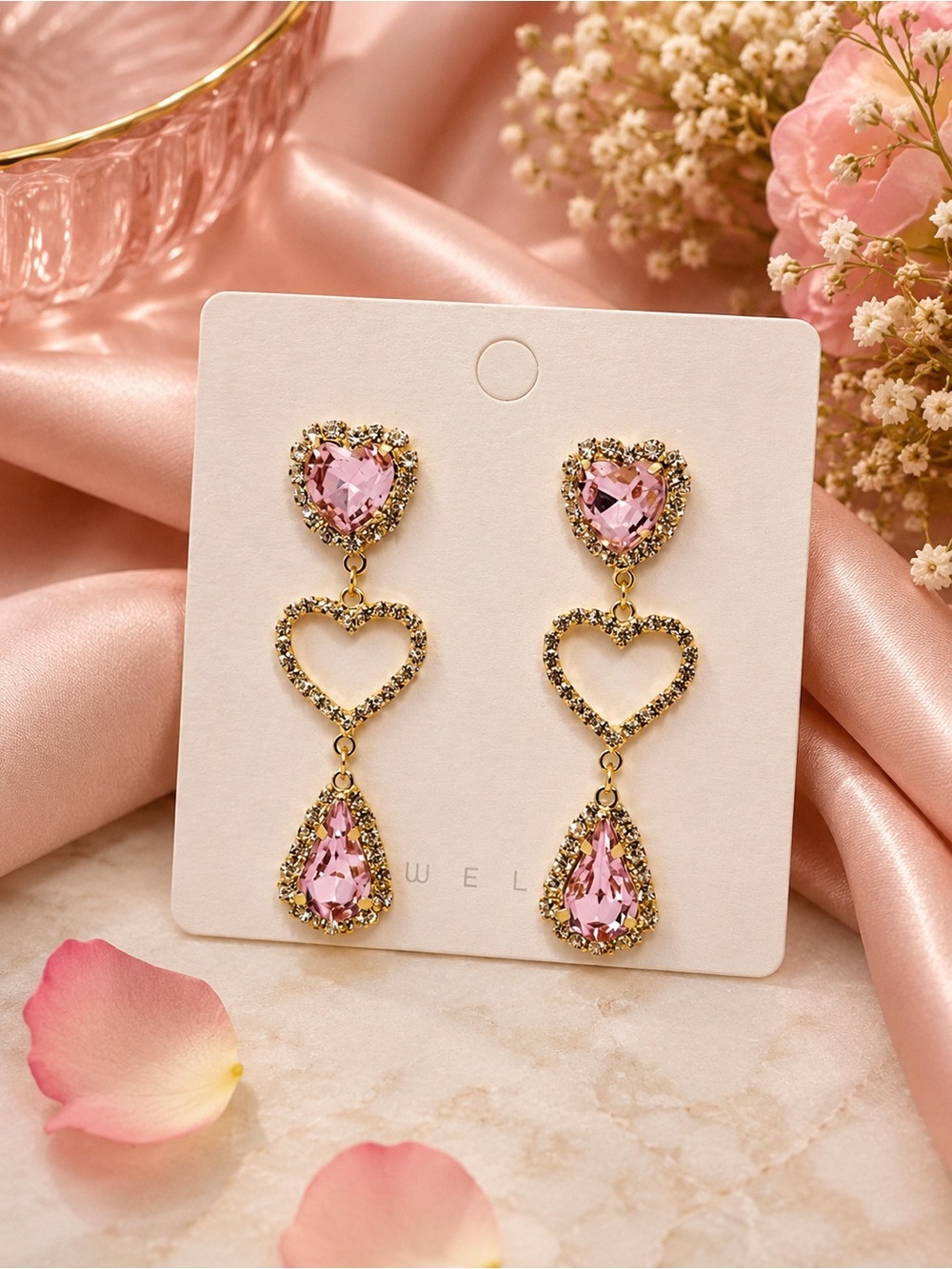 Heart drop earrings